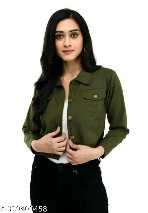 Denim jacket for girls/women, maroon, black, olive, pink colors - trendy urban style, India origin