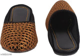 Colorful synthetic slip-on Jutis for women, intricately embellished with handcrafted art elements from Jaipur, India
