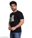 Black cotton MEXMY men's round typography t-shirt with short sleeves and printed pattern, size M (chest 19in, length 26in) made in India