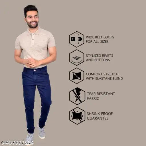 Stylish latest men's denim jeans (size 28/30/32/34/36/38/40), slim fit, stretchable, and pre-washed