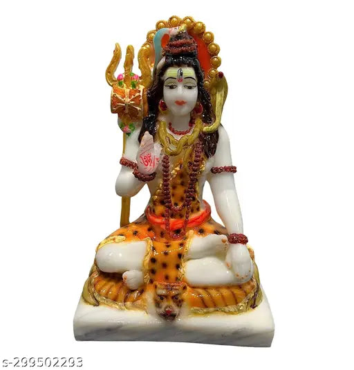 Marble Lord Shiva meditation pose Hindu idol, intricate detailing, height 4in, Indian origin