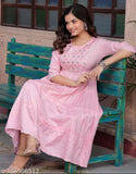 Grey Rayon Aari work Anarkali Kurti with intricate embroidery, perfect for parties and festive occasions