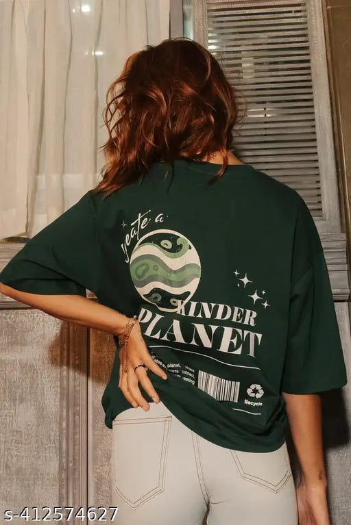 A dark green t-shirt with a white graphic reading "HELL BOUND" and "WOMENS PACK OF 2". The fabric appears to be smooth, and the shirt is displayed on a hanger. The style of the shirt suggests a trendy or fashionable design