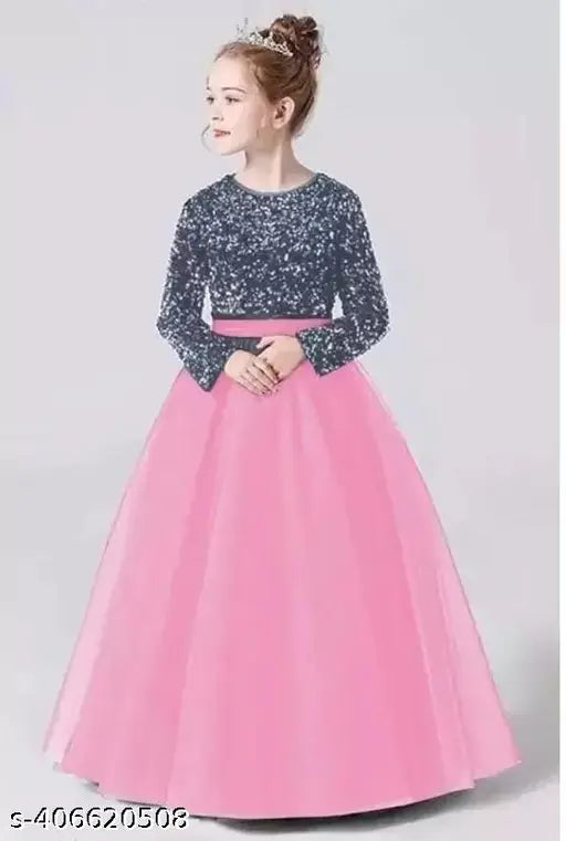 Embellished net kids tutu winter dress, long sleeves, size 5-6 years, Indian origin
