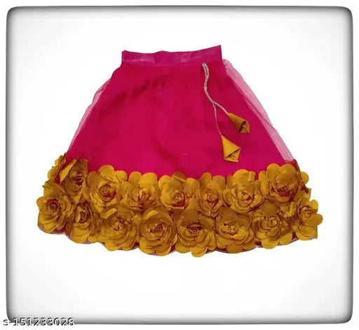 Embroidered net lahenga choli with self-design, sleeveless and dupatta, 1-2 years size from India