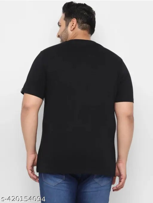 Men's Plus Size Round Neck Printed Cotton T-Shirt