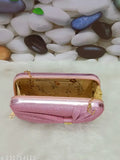 Pink glittery fabric clutch, gold-tone hardware