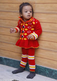 Polka dot print woolen set: Navjai baby sweater with collar neck frill design, comfortable & warm winter clothing for 1-2 year olds