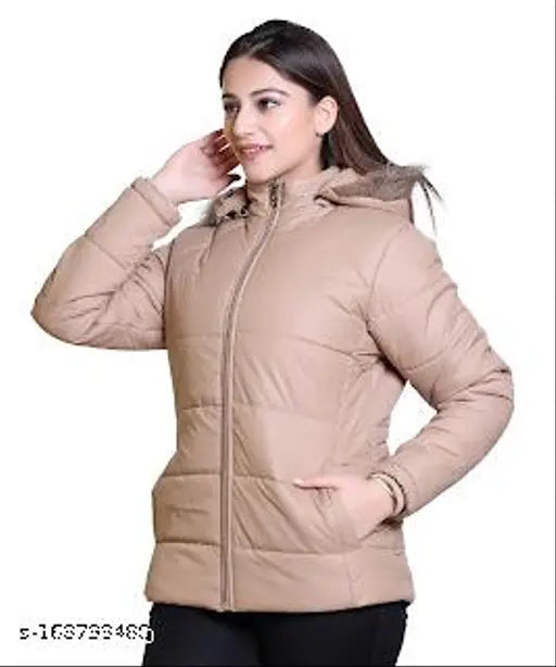 Nylon full sleeve women's jacket, solid pattern, long length, premium quality, Indian origin