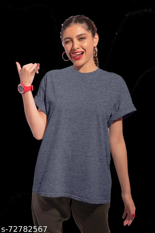 High quality oversized solid cotton short sleeves tshirt for girls