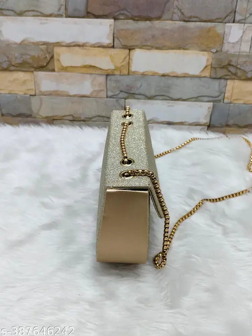 Stylish gold Hinza sling bag for women, imported, with a long strap