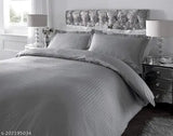 Parinika fab grey satin striped double luxury bedsheet for hotels (90*100)