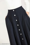 Black skirt with buttons, midi length, women's clothing