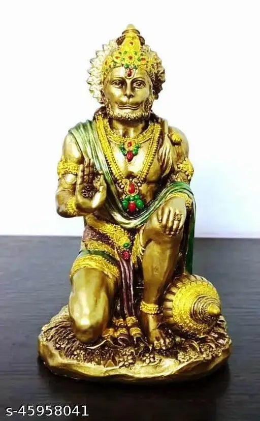 Hanuman idol, 10cmx12cmx19.5cm poly resin statue, Indian spiritual symbol for home decor or puja room