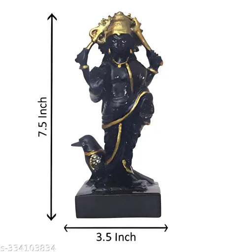 Marble dust dev Shani idol, durable handicraft showpiece (20cm x 10cm x 10cm), for spiritual Vastu decoration