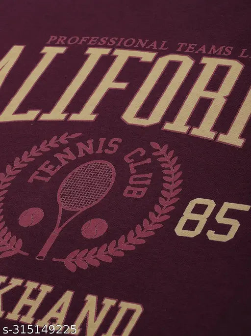 Dillinger Maroon Typography Oversized T-Shirt