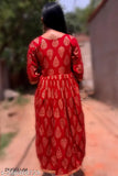 Charvi Graceful Red Kurti with flared hem and short sleeves