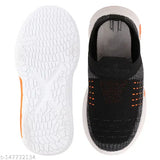 Black, breathable, synthetic rotational sole slip-on children's shoes