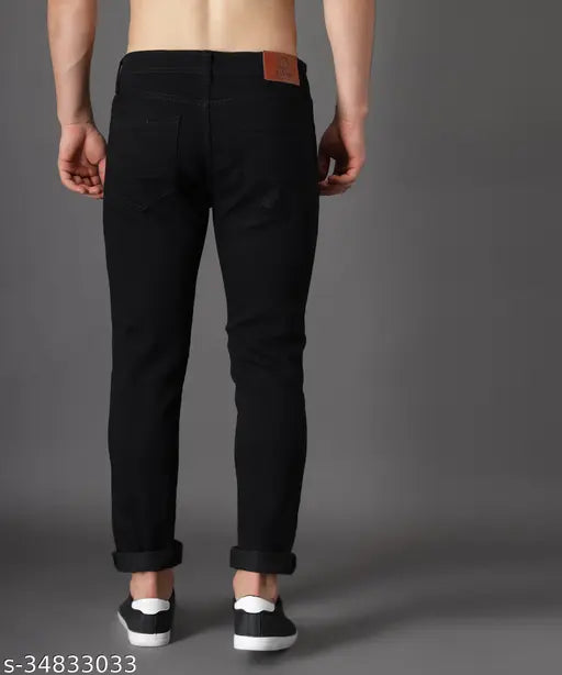 Black cotton blend jeans, stylish fit by Zaysh - made in India