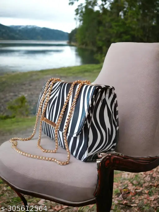 Sling side crossbody zebra print purse