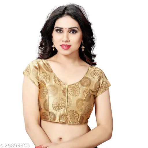 Gold Jacquard fabric sleeveless blouse