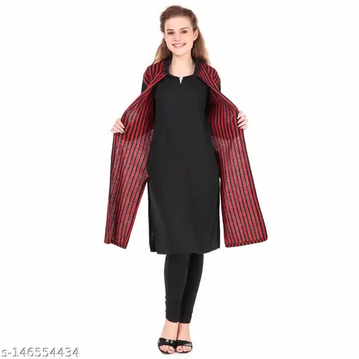 Black fabric, long sleeves, open front, kameez