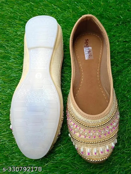 Synthetic bellies and colorful Punjabi women Juttis/Mojaries, embellished slip-on footwear for women (India-4 to India-9 sizes)