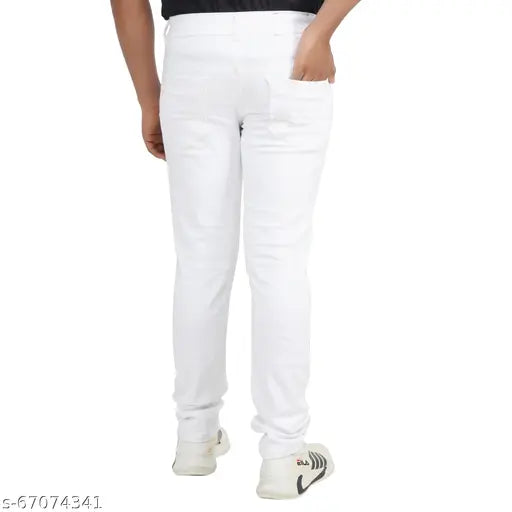 Stylish men's denim jeans (size 28, 30, 32, 34, 36), solid-patterned Indian denim for fashionable wardrobe essential