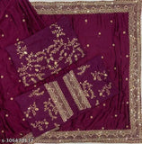 Designer Vichitra Silk saree with sequins work, Indian party wear, premium quality and free size