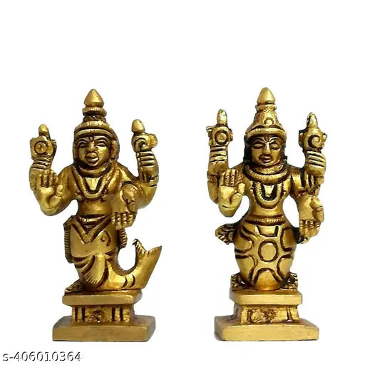 Brass Dashavatar Idols, ten incarnations of Lord Vishnu, 30cm (L) x 60cm (H) x 25cm (B), Indian handcrafted religious statue