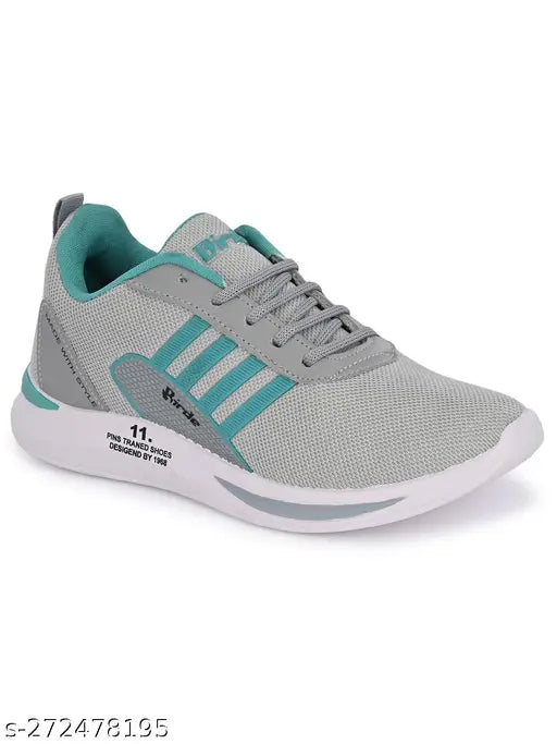 Stylish grey and blue BIRDE sports shoe, suitable for casual walking or everyday wear, designed for kids with a focus on comfort