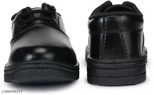Black leather school shoes with laces