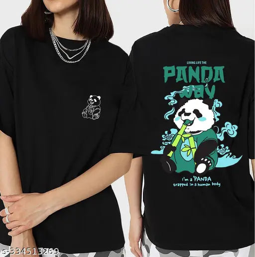 Black cotton blend oversized graphic tee women's
