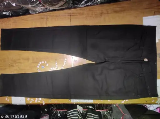 Men's black denim knee-cut jeans, solid pattern by Shriradhe Enterprises, size 30