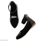 Stylish black bellies for kids, age 4-10 years, synthetic sole, colorblocked design with ankle loop net, Indian origin