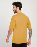 Yellow cotton blend STYLOGUE men's T-shirt, printed pattern, short sleeves, oversized fit, quality assured, direct from manufacturers