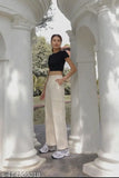 Cream four pocket cargo pants women's wear