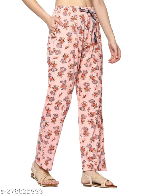 Pink floral patterned pants, long sleeves