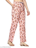 Pink floral patterned pants, long sleeves