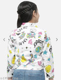 Colorful graphic printed on a girl's jacket