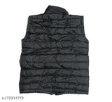 Sleeveless jacket with puffed sleeves in black color