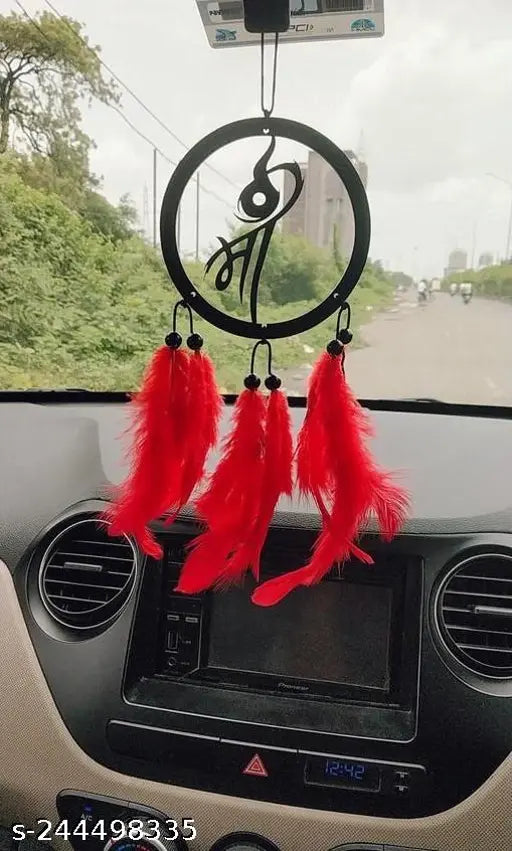 Wooden art decoration MAA HEART OFF QUEEN, handmade Indian dream catcher for car, home, window & garden, positive vibes