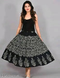 Black cotton printed net Jaipuri wrap-around skirt for women, traditional ethnic Indian fashion