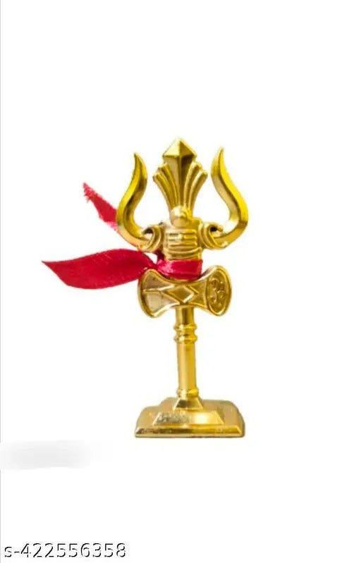 Gold-plated steel Trisulam for Poojaroom, 65cm pack 1, intricately detailed Indian God idol for interior decoration