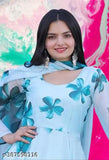 Fashionable Printed Sky Gown Gown and Dupatta Set For Women \\ @GOWN @GOWN FOR WOMEN