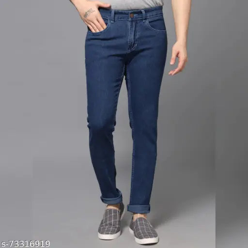 Denim men's jeans, solid pattern, very comfortable, size 30 (waist 30, length 38 inches), made in India