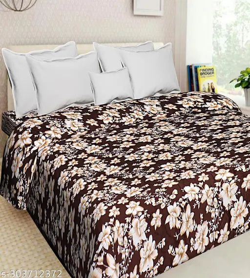 Microfiber floral-print double bed size thin blanket for mild winter, ideal for king or double beds (80 x 90 inches) Main image