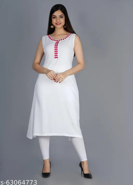 White cotton straight-cut kurta
