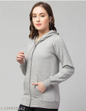 Light grey fleece plus size hoodie for women, solid design, XXL & XXXL sizes