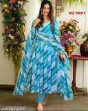 Georgette Laheriya printed dress set with dupatta and bottomwear, three-quarter sleeves, perfect fitting for women's fashion, India origin